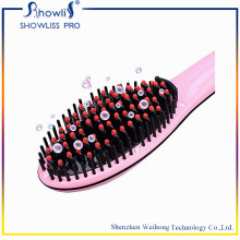 Pink Anti Scald Brush Hair Straightener